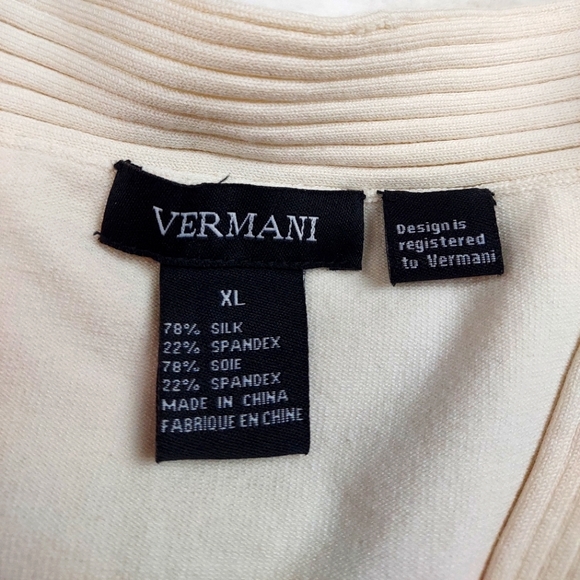 Vermani Silk Blend Long Sleeve Shirt V Neck Pull Over Sweater Stretch Size XL - Picture 2 of 11